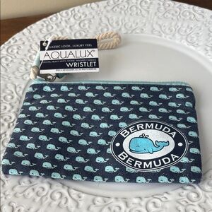 NWT Aqualux Bermuda Whale Wristlet